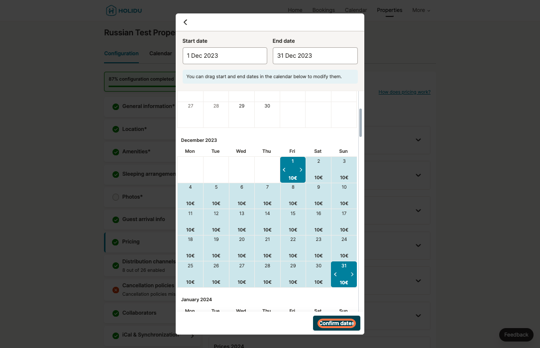 Click on Confirm dates