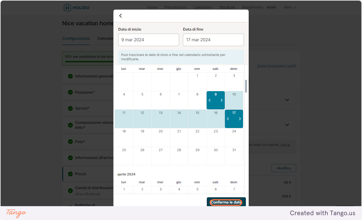 Click on Conferma le date